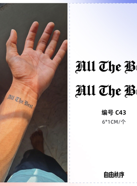 C43一切顺利草本纹身贴女男防水持久不反光ins风贴纸