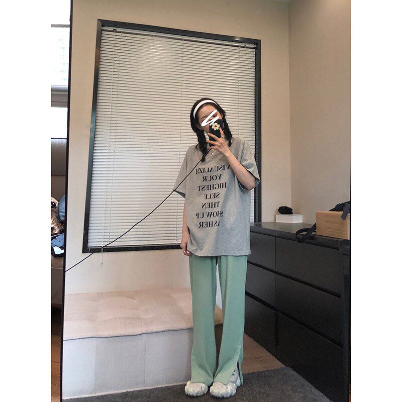 Girly Split ends Casual pants summer Thin section black Straight Easy Paige Show thin Broad leg Plaid pantsin the Women's clothing/Boutique , Pants , Casual pants  category - from Buy2taobao.com to provide professional Taobao agent buy service