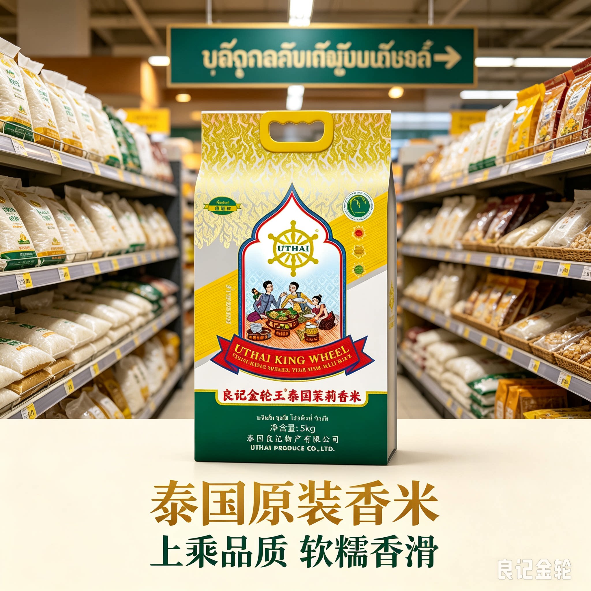 【送货上门】良记金轮   金轮王系列5kg泰国原装进口茉莉香米10斤