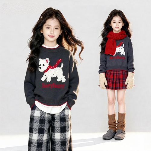 女童韩系长袖针织衫休闲上衣