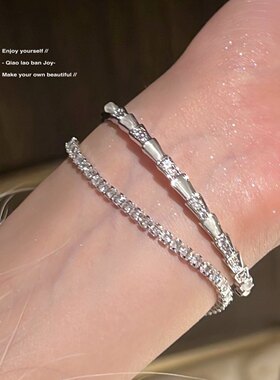 猫眼石手镯贝母灵蛇形手镯闪钻手链轻奢小众精致银色开口镯子