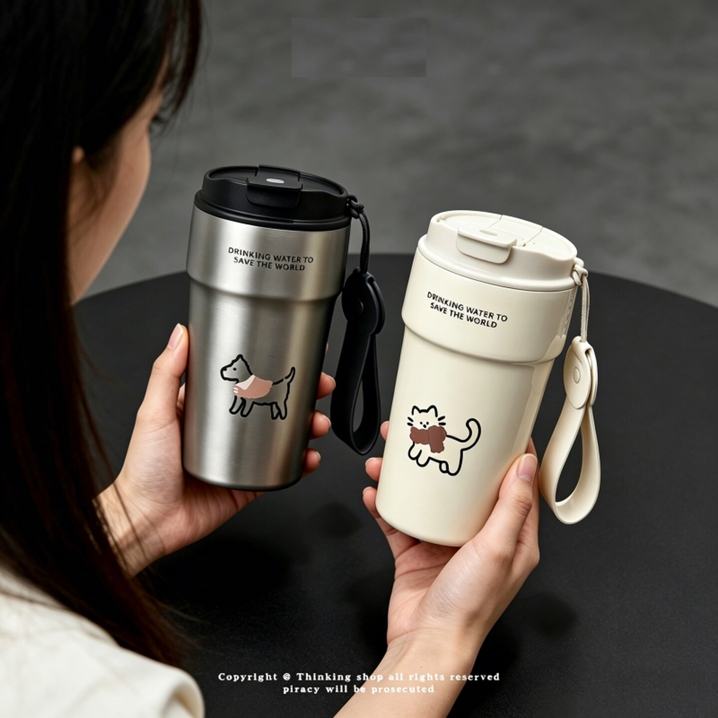 咖啡保温杯女生高颜值不锈钢内胆保温杯吸管水杯子便携水杯保冷杯