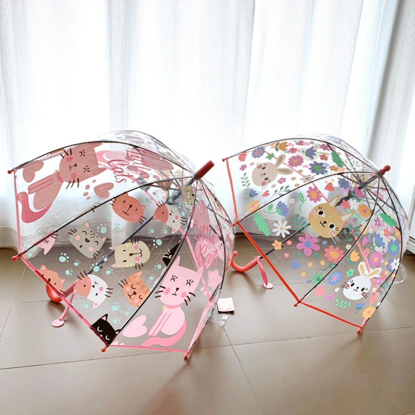 雨伞儿童女孩安全透明雨伞宝宝小号可爱雨伞学生幼儿园长柄伞