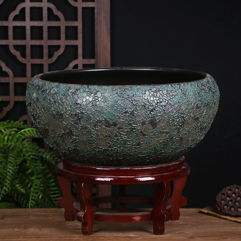 泡泡釉高温陶瓷缸水培容器龟缸睡莲碗莲花盆青观背鱼缸