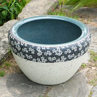 陶瓷鱼缸客厅落地大号摆件金鱼缸复古庭院大缸睡莲荷花缸水缸养鱼