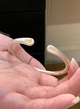 燕归喜岁安描金足银推拉手镯女