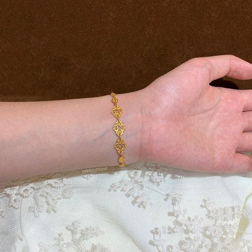 燕归金蕾丝国风纯银百搭手链女