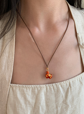 燕归敦敦马国风足银百搭项链女