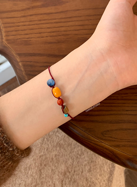 燕归落玉盘新年红绳国风百搭手链