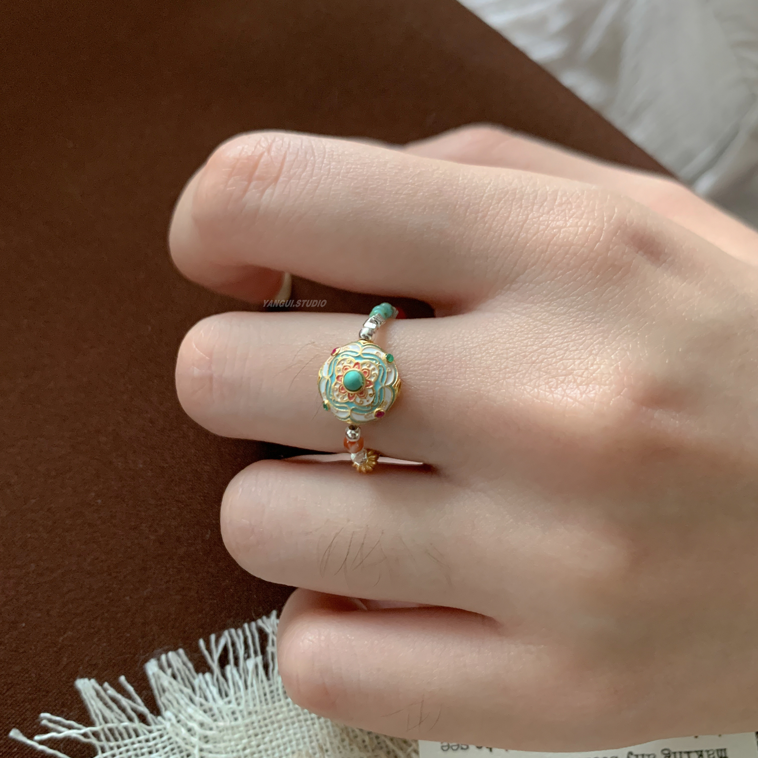 燕归若岚国风新中式纯银戒指