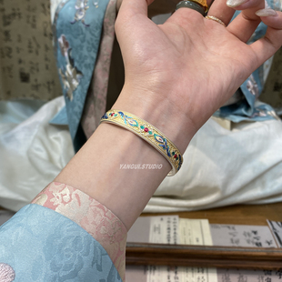 Yangui燕归「金凤翎」珐琅彩足银999轻奢小众重工实心凤凰手镯女