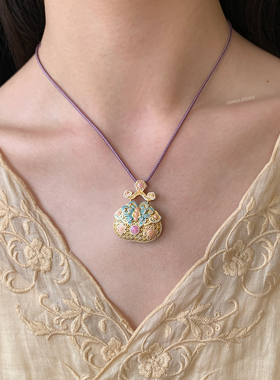 燕归沧蝶绪新中式足银编绳项链