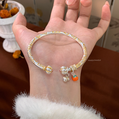 燕归柿柿如玉足银轻奢百搭手镯