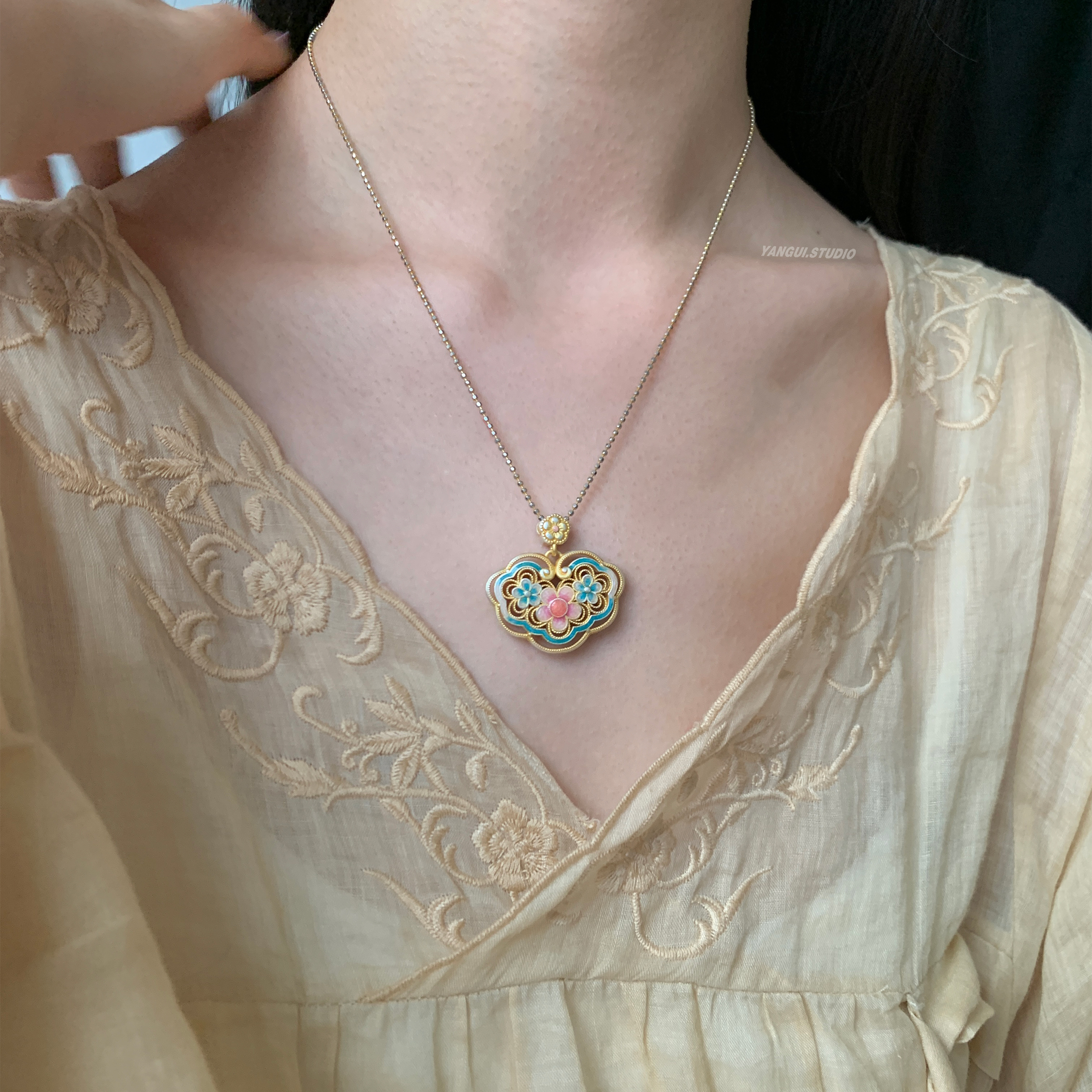 燕归藏春坞国风足银轻奢小众项链