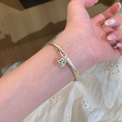 燕归花铃铛描金足银999.9手镯女