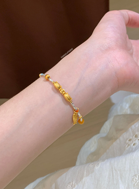 燕归原创法棍小猫国风纯银手链