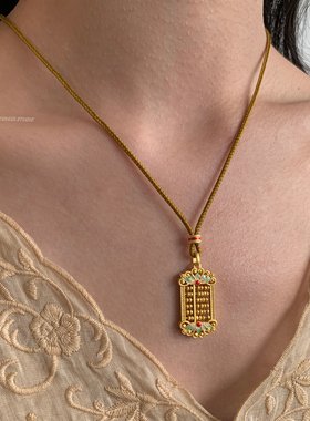 燕归如币算盘国风足银百搭项链女