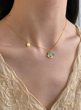 燕归旋转木马足银百搭项链女