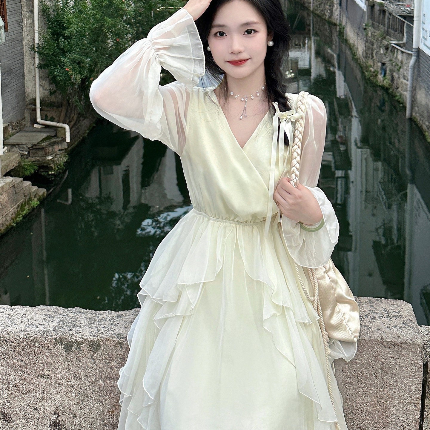 春秋法式初恋长裙超仙甜