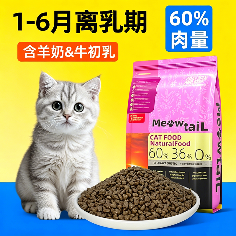 满月幼猫猫粮1到3月英短银渐层离乳期断奶专吃全价奶糕小包装主食