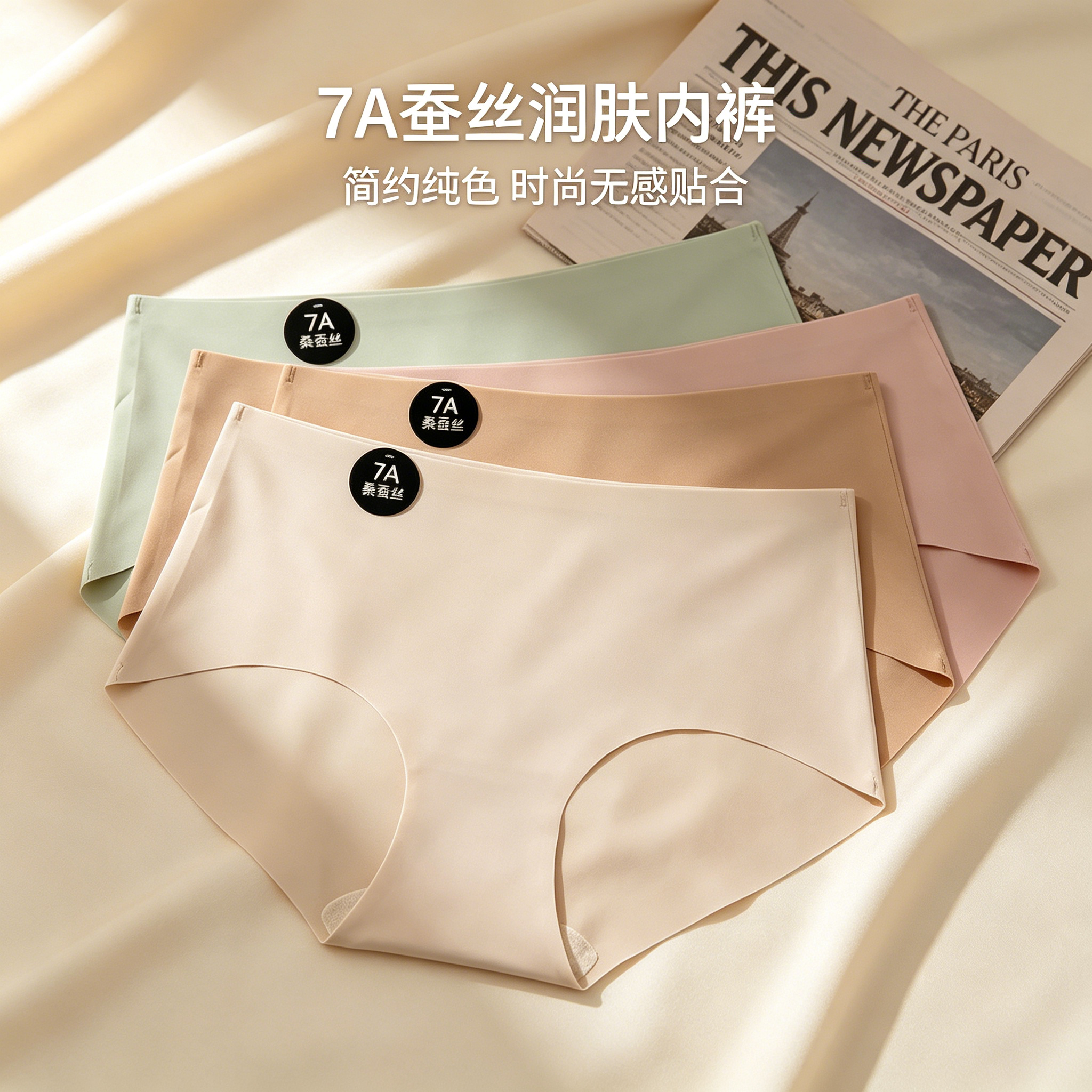 粉底液无痕冰丝内裤女士新款不夹臀隐形夏薄款三角裤