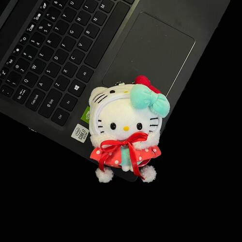 HelloKitty红波点连帽披风HelloKitty公仔挂件毛绒钥匙扣包挂配饰