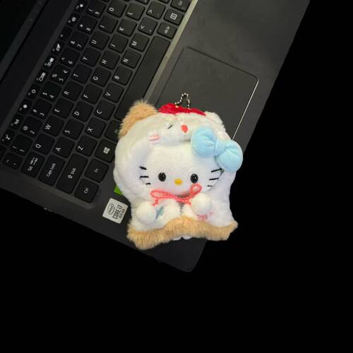 麦当劳变装娃衣HelloKitty毛绒挂件黑皮白皮KT公仔钥匙扣包包挂饰