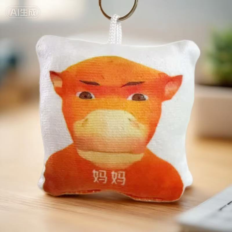 人气新品牛来妈妈周边发声恶搞玩偶钥匙扣猎奇挂件送学生礼物图片