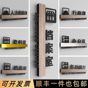 公司办公区域行政部指示牌单位人事部资料室创意门牌人力资源部多功能厅个性标识牌定制亚克力标志牌镂空标牌