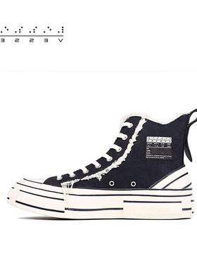 xVESSEL【权志龙同款】秋季高帮帆布鞋女时尚百搭厚底增高休闲鞋