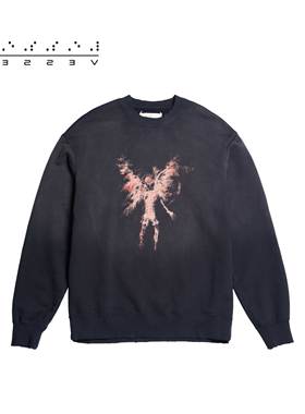 xVESSEL炽天使圆领卫衣女春秋款明星同款情侣宽松复古套头衫