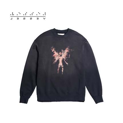 xVESSEL炽天使圆领卫衣女春秋款明星同款情侣宽松复古套头衫