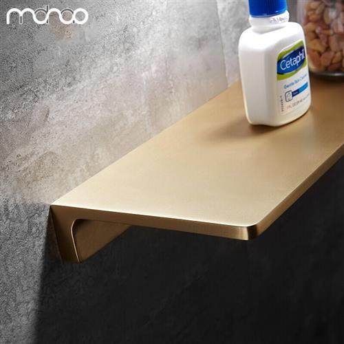 高档摩豪北欧轻奢黄铜拉丝金置物架卫生间厕所壁挂毛巾杆收纳架卧