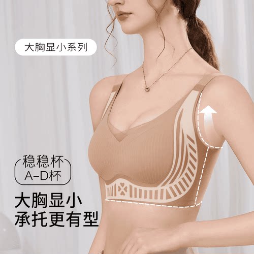 普拉提3.0防下垂收副乳内衣女聚拢无钢圈粉底液调整大胸显小文胸