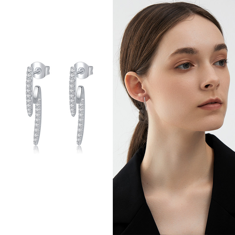 evenbuyer很会买hashtag 新款极简集合双排交错锆石耳环