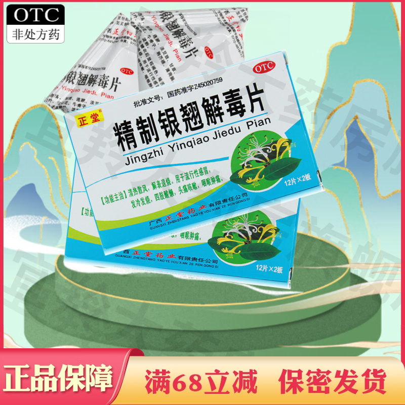 【正堂】精制银翘解毒片44mg*24片/盒