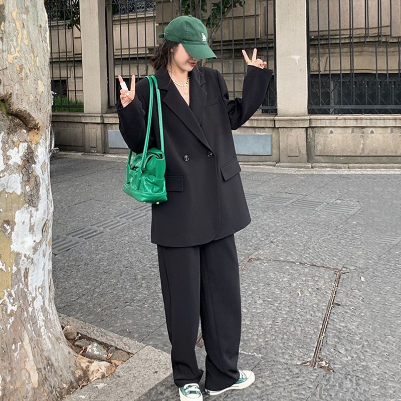 幂式老爹西装黑色春秋季新款外套女气质韩版通勤设计感小众西服