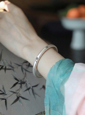 云金丽银999足银开口实心手镯