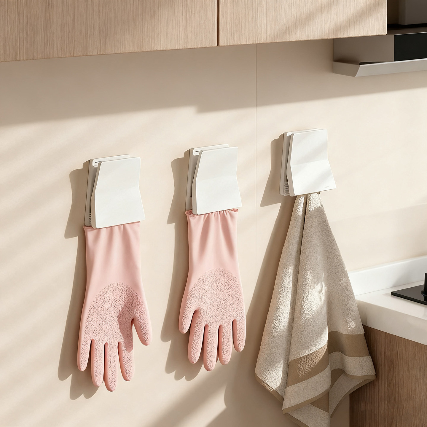 厨房手套收纳壁挂洗碗手套挂钩橡胶手套置物架抹布夹放家务手套架