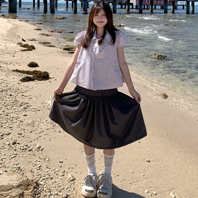 GTGA 美式复古波点高腰半身裙女显瘦甜妹风2026蓬蓬A字裙