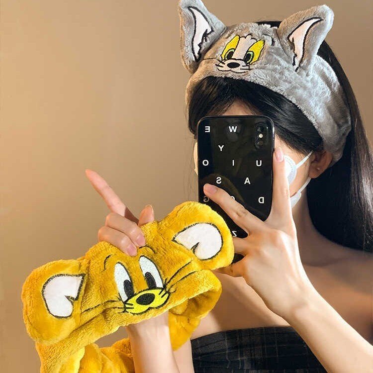 K总同款猫和老鼠发带卡通汤姆猫杰瑞鼠洗脸发箍立体猫耳朵头带女