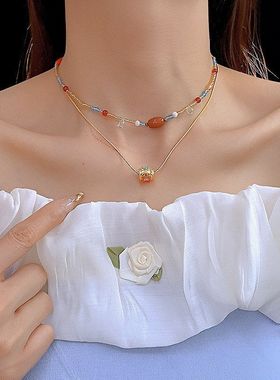 新中式红玛瑙串珠项链复古民族