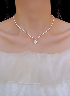 法式复古圆珠项链女轻奢小众高级