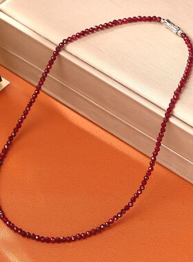 爆款红色水晶串珠项链高级感时尚