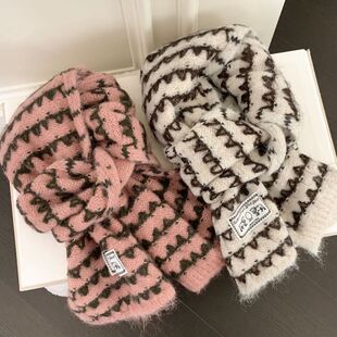 小香针织毛线厚围巾女学生秋冬季甜美可爱护颈短小围脖保暖披肩