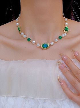 轻奢风时尚珍珠锁骨链气质新款