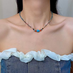轻奢时尚 欧美新款 天然石项链清新小众复古风锁骨链女气质项饰批发