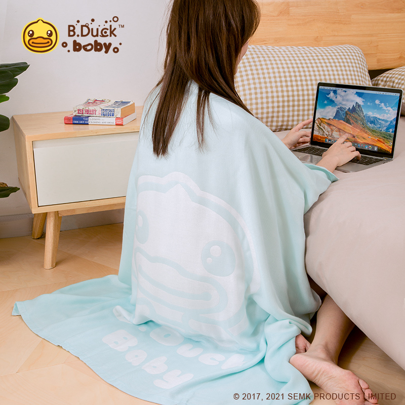 B.Duck小黄鸭大浴巾竹纤维超大超柔吸水课可裹儿童女洗澡卡通柔软