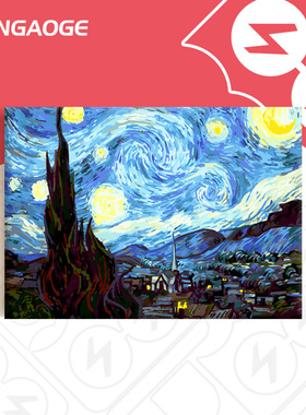 数字油画diy油彩画解闷手工画画大尺寸涂色梵高星空填色填充油画
