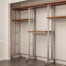 开放式衣柜架衣帽间实木金属全挂式步入式砌墙衣柜钢架铁艺衣帽架